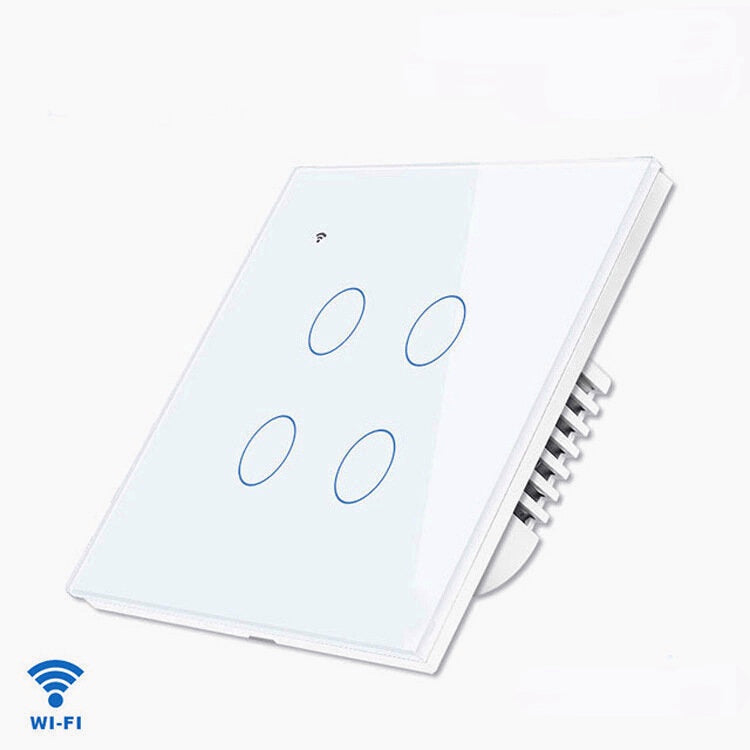 WiFi+RF433 Smart Light Touch Switch 4Gang EU Wireless Remote Control Works with Alexa Google Home