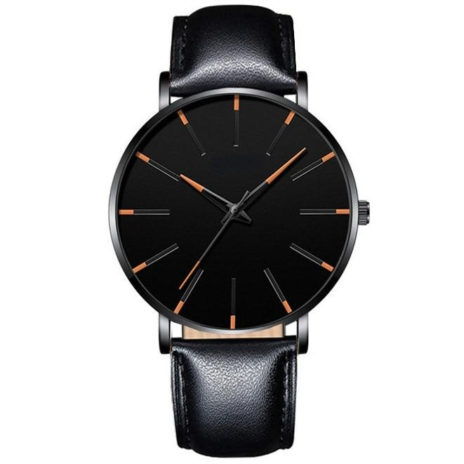 Minimalist Men's Fashion Ultra Thin Watches Simple Business Stainless Quartz