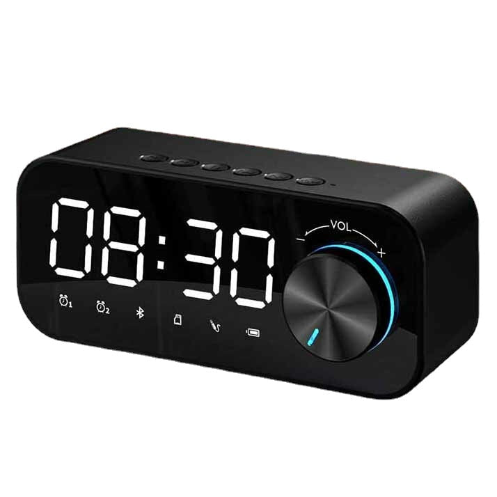 Bluetooth Subwoofer Music Player Speaker Alarm Clock With FM Radio Broadcast And Dual Alarm Clock Settings