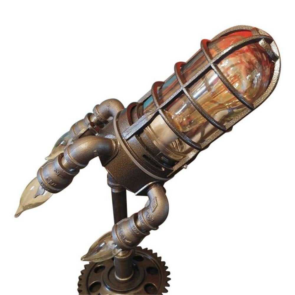 Steampunk Rocket Lamp Punk Style Lights Metal Desktop Decor Ornaments Wall Decoration Light Led Light Lamp