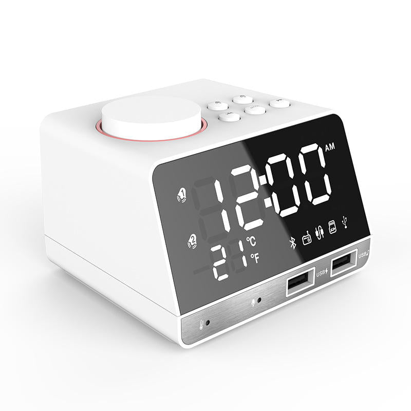 Bluetooth Speaker Alarm Clock USB Charging for Phone Portable FM Radio Subwoofer