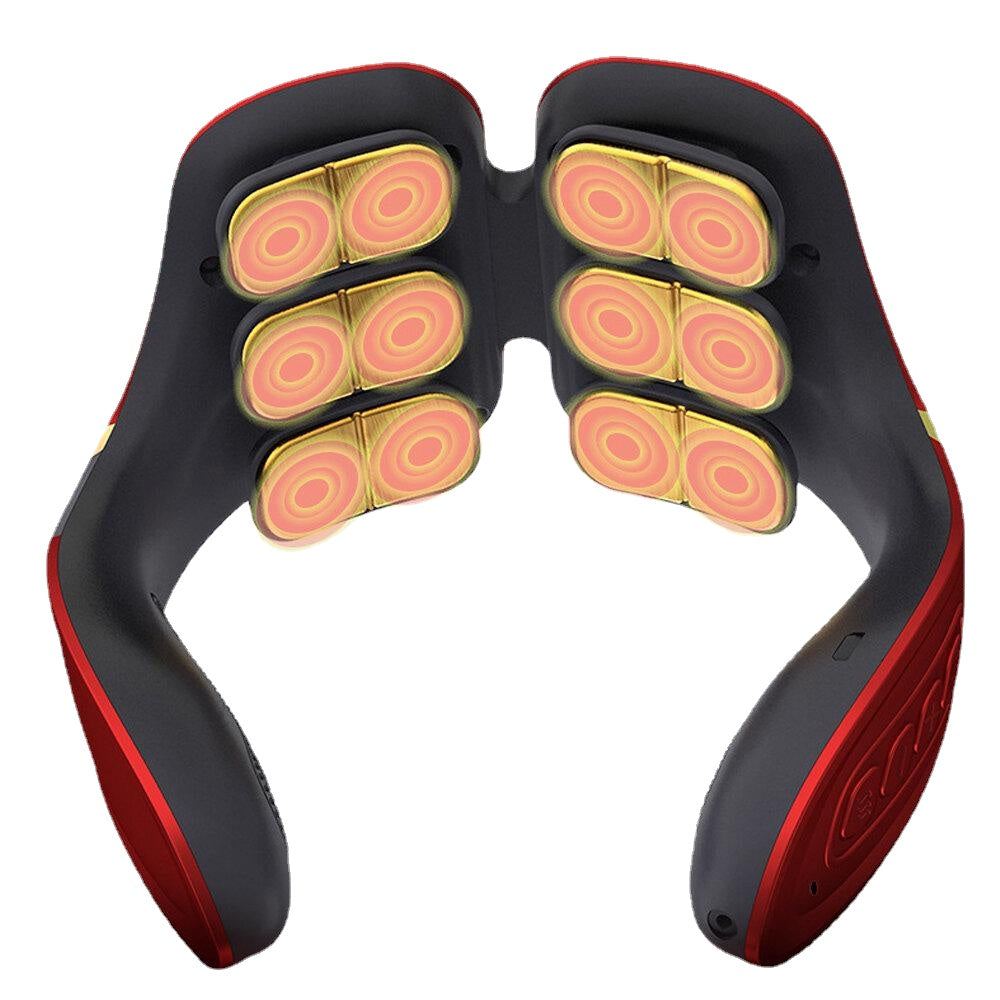 12 Heads Neck Massager EMP Technology 12 Modes 20 Gear Adjustable USB Electric Pulse Heating Hot Compress Massage