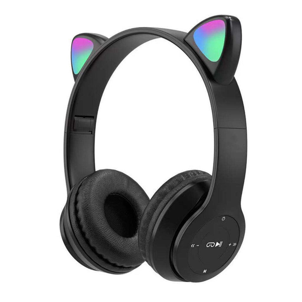 Cute Wireless Gaming Headset Bluetooth 5.0 Headphones LED Light Support TF Card Play