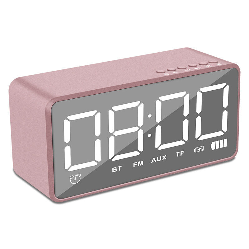 Bluetooth Speaker Alarm Clock Mirror LED Digital FM Radio TF AUX Desktop Wireless Speaker with Mic