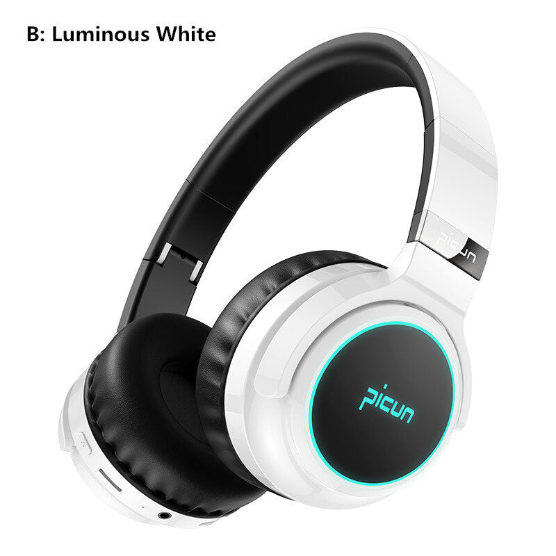 Bluetooth Headphones Touch Control LED Light Wireless Headset with Luminous Earmuffs supports TF Card AUX