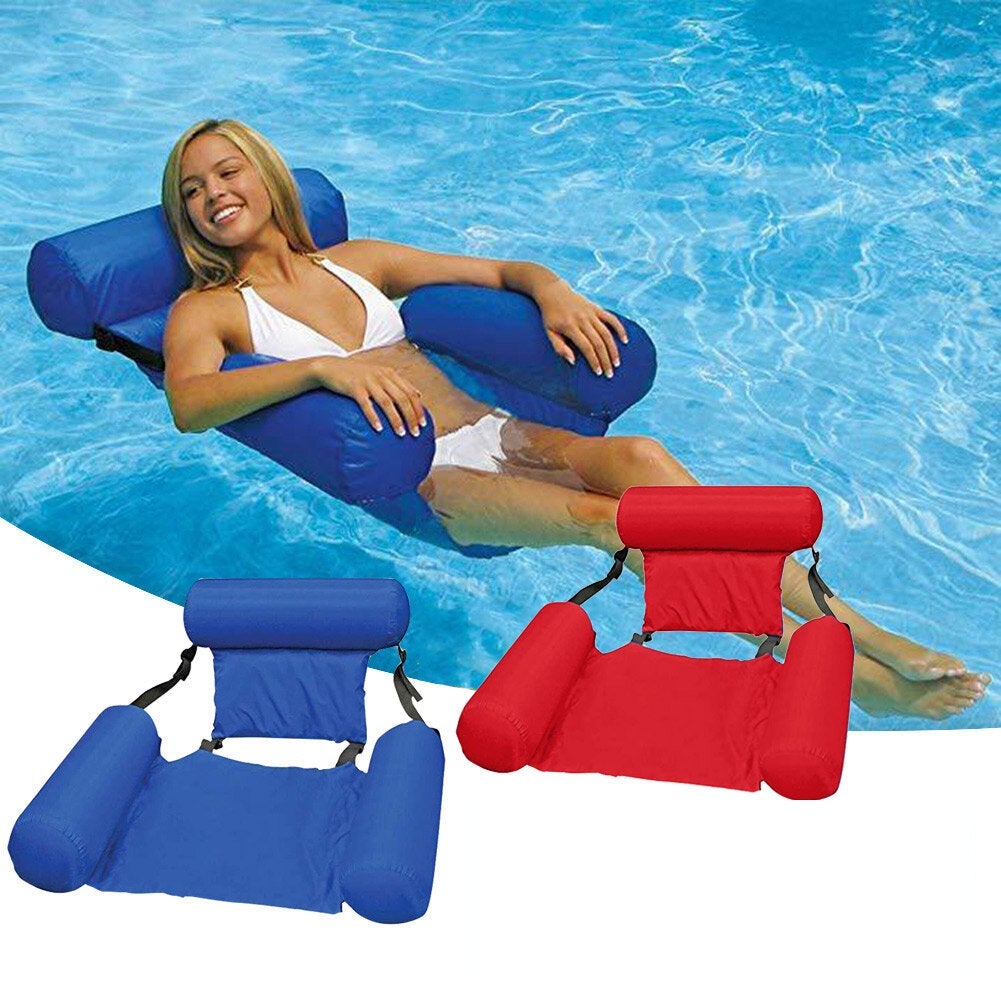 Water Lounge Chair Summer Swimming Inflatable Foldable Floating Row Backrest Air Mat Party Pool Toy