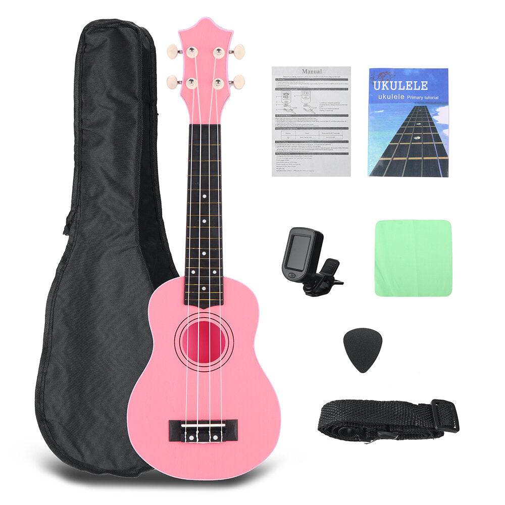 21 Inch Ukulele Kit Basswood Nylon 4 Strings Guitarra Acoustic Bass Guitar Musical Stringed Instrument for Beginners