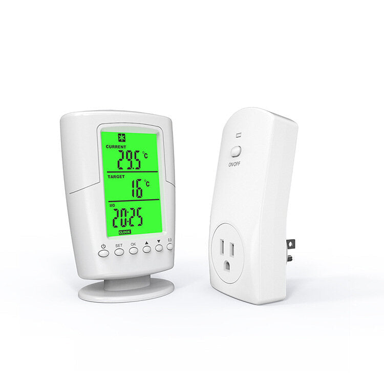 Programmable Wireless Thermostat Socket White LCD Home Intelligent Temperature Control Socket