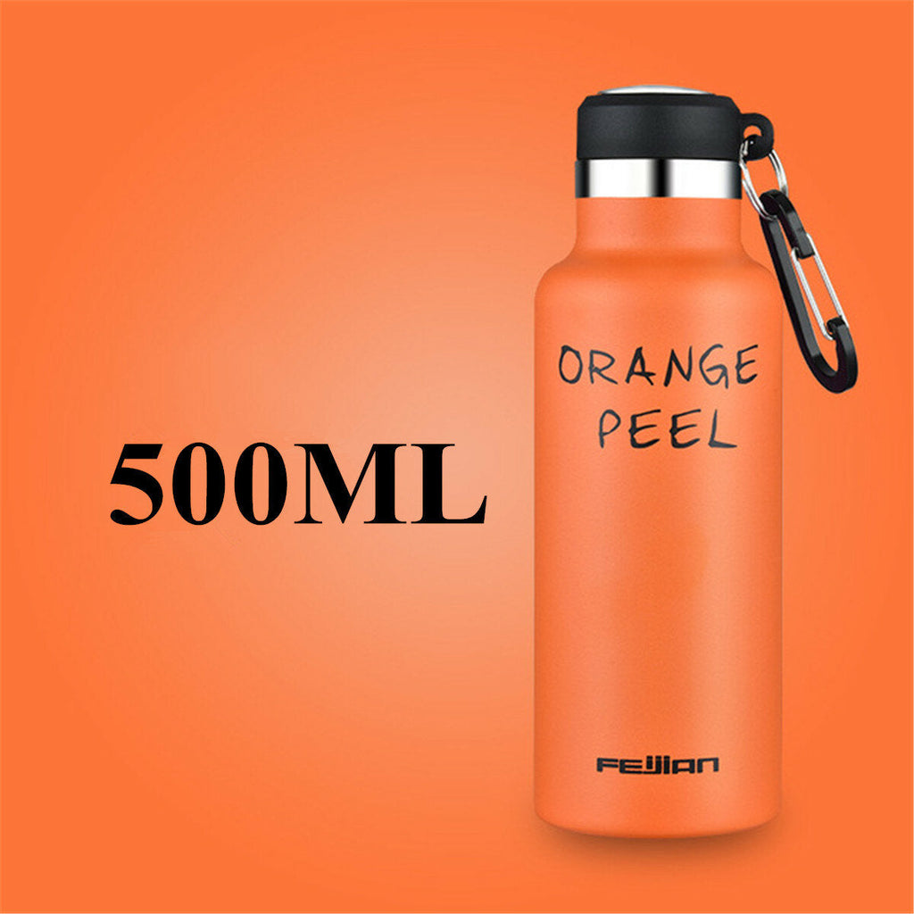 500ml Stainless Steel Sport Water Bottle Running Kettle Cycling Hiking Drink Vacuum Cup