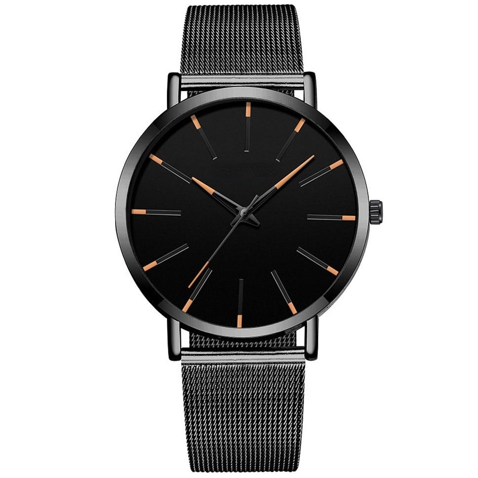 Minimalist Men's Fashion Ultra Thin Watches Simple Business Stainless Quartz