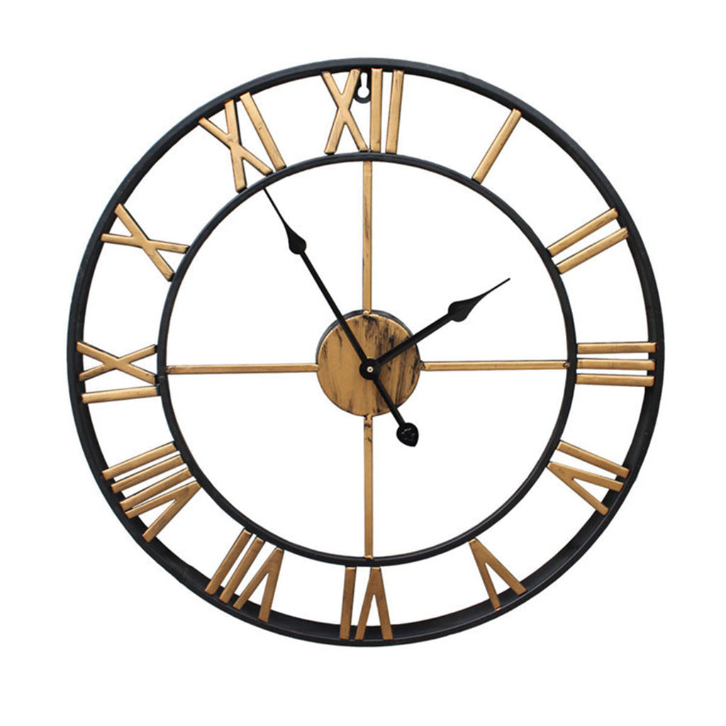 40cm/50cm Large Metal Skeleton Wall Clock Antique gold Home Decor Round Living Room