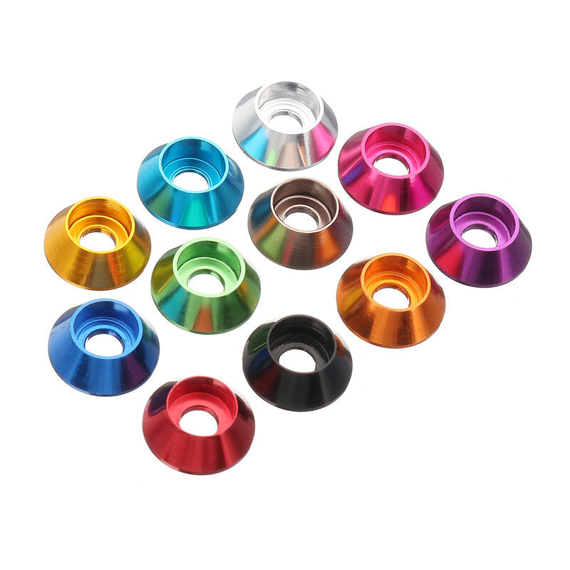 10Pcs M3 Cup Head Hex Screw Gasket Washer Nuts Aluminum Alloy Multicolor