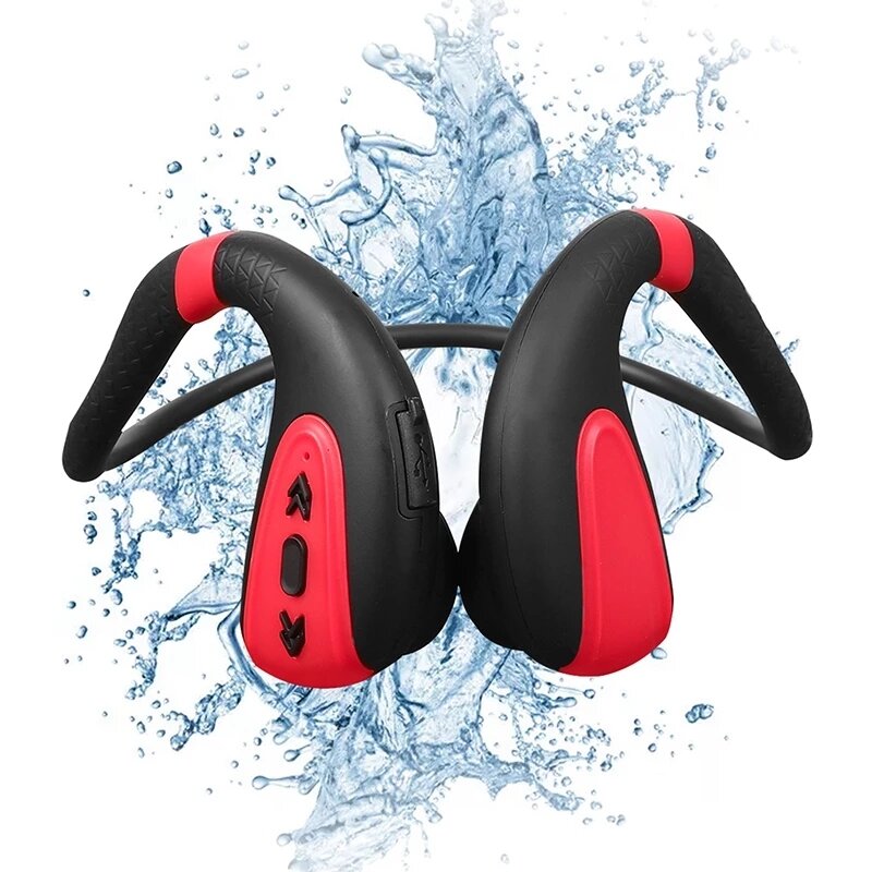 Bone Conduction Bluetooth Earphone Built-in 8G Memory IPX8 Waterproof MP3 Music Player Swimming Diving HD Sports Headset 15 Days Standby