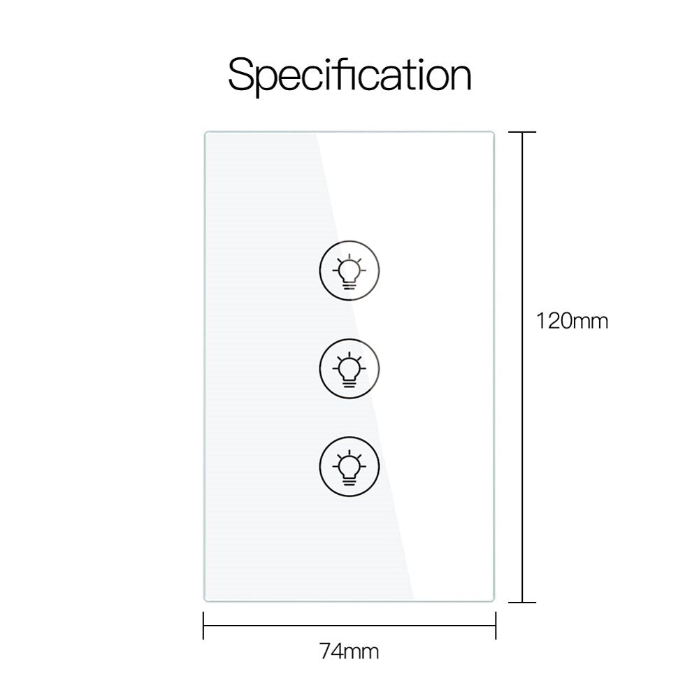 Dimming Switch Thyristor Stepless Dimming US Smart Switch Works with Alexa Google Home 250V 1/2/3 Gang