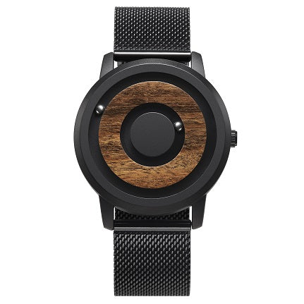 Minimalist Novelty Wood Dial Magnetic Scaleless Belt Natural Forest Fashion Men's Couple Watch