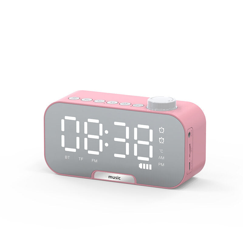 Alarm Clock Wireless Bluetooth Speaker Portable Mini Mirror Alarm Clock Hi-Fi Support TF Card