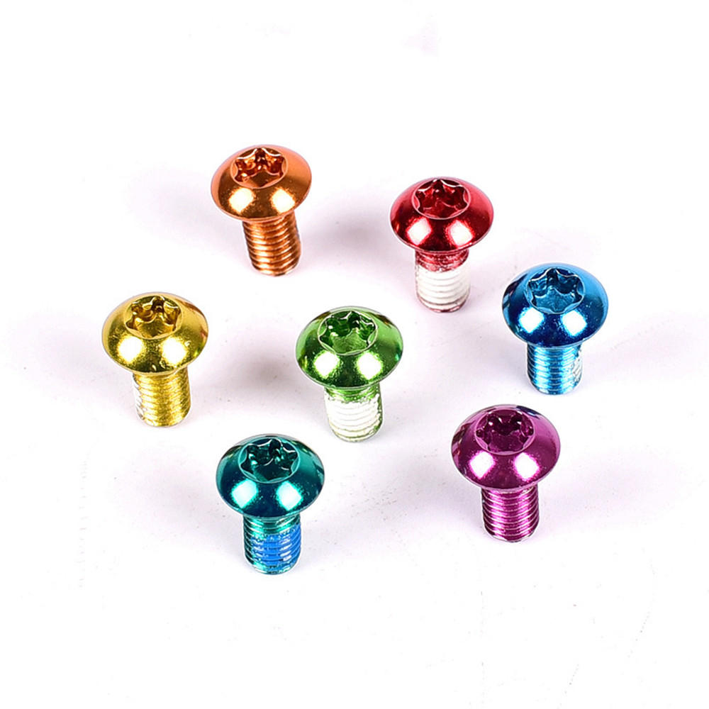 12Pcs Mountain Bike Colorful Disc Screw Alloy Steel Brake Pads Screw Non-slip T25 Screws M5*10MM