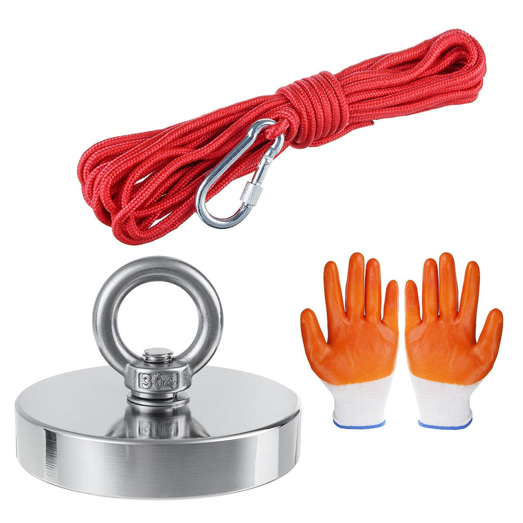 35-600KG Strong Fishing Magnet With Rope Gloves Pull Salvage Neodymium Fishing