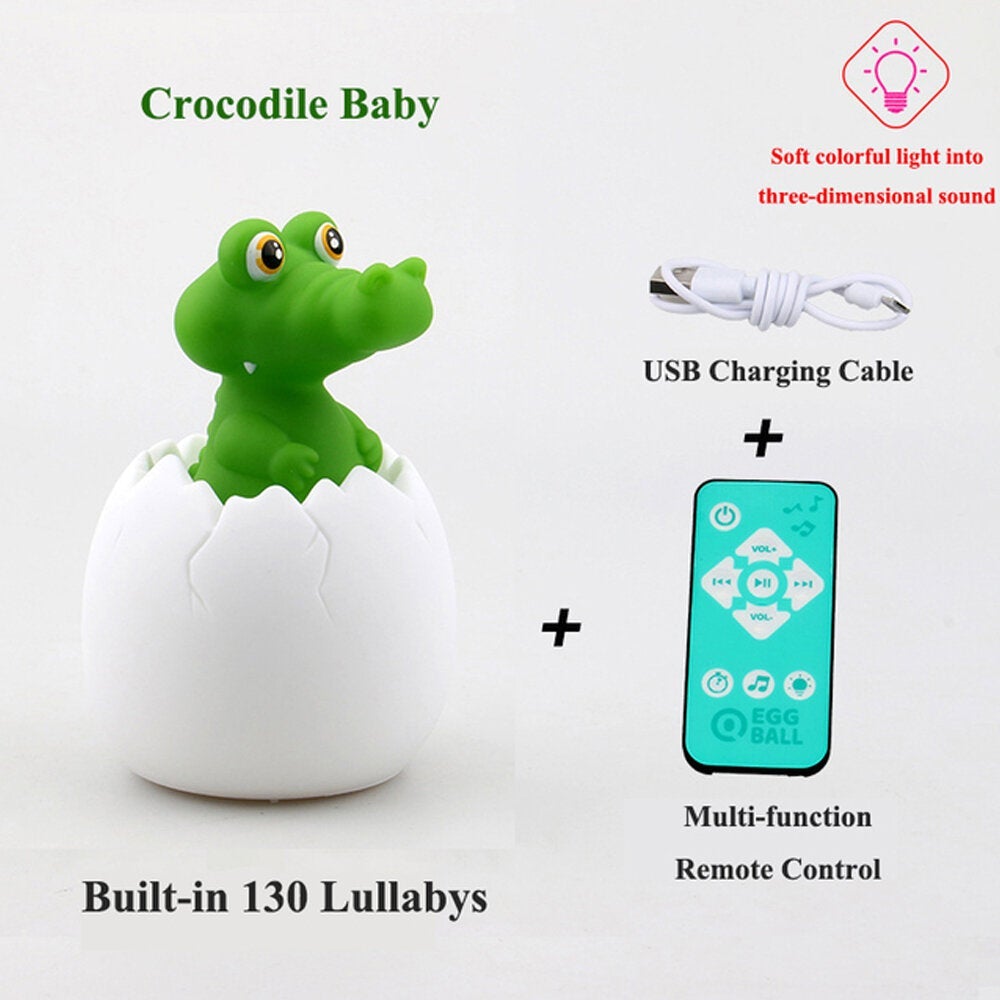 Multi-shape Creative Simulation Dinosaur Egg Night Light Sensor Pats Colorful Music Table Lamp Baby Sleep Aid Kids Glowing Toy