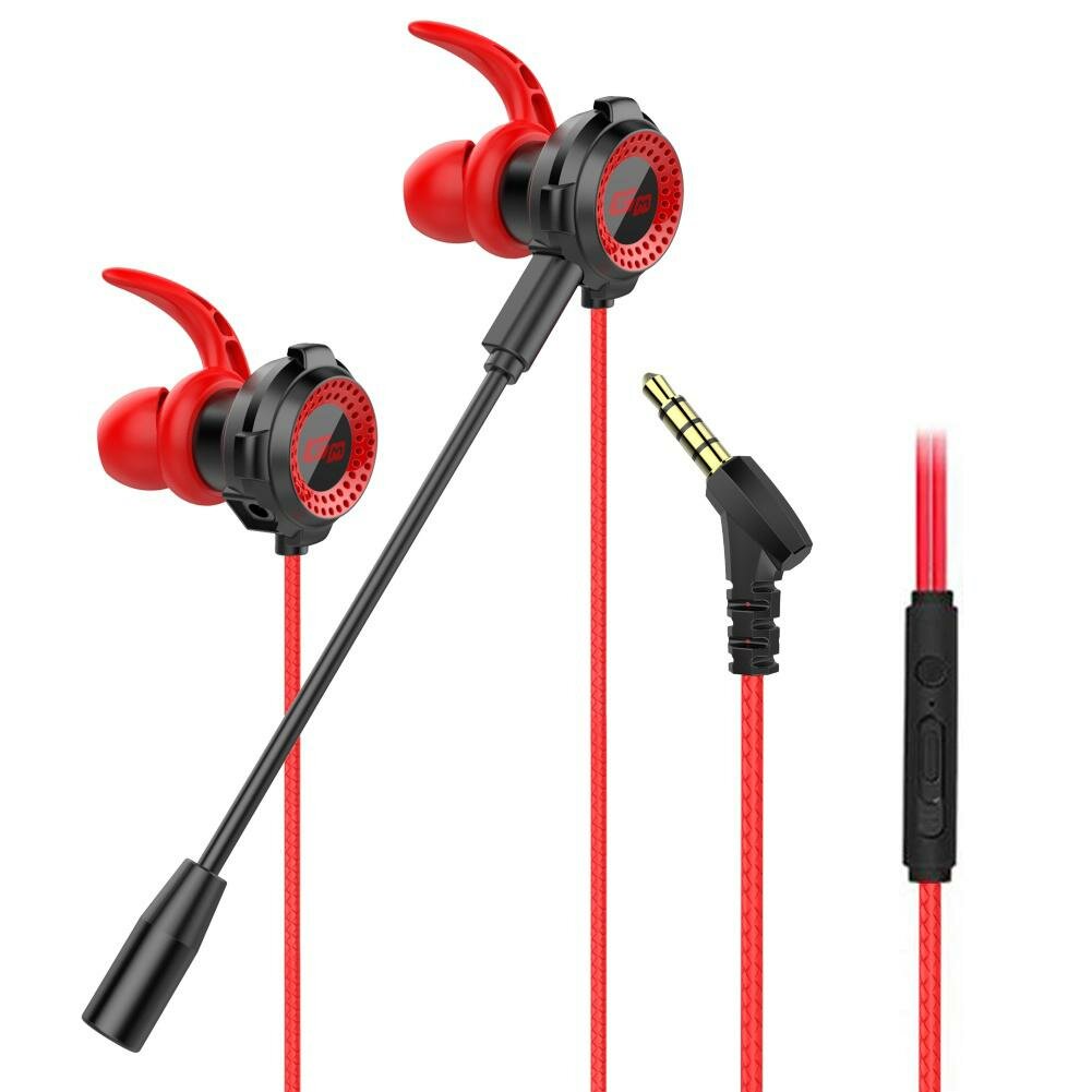 Wired Earphone 10MM Dynamic Noise Reduction HD Calling Earbuds 3.5MM In-Ear E-sports Gaming Headset with Detachable Mic