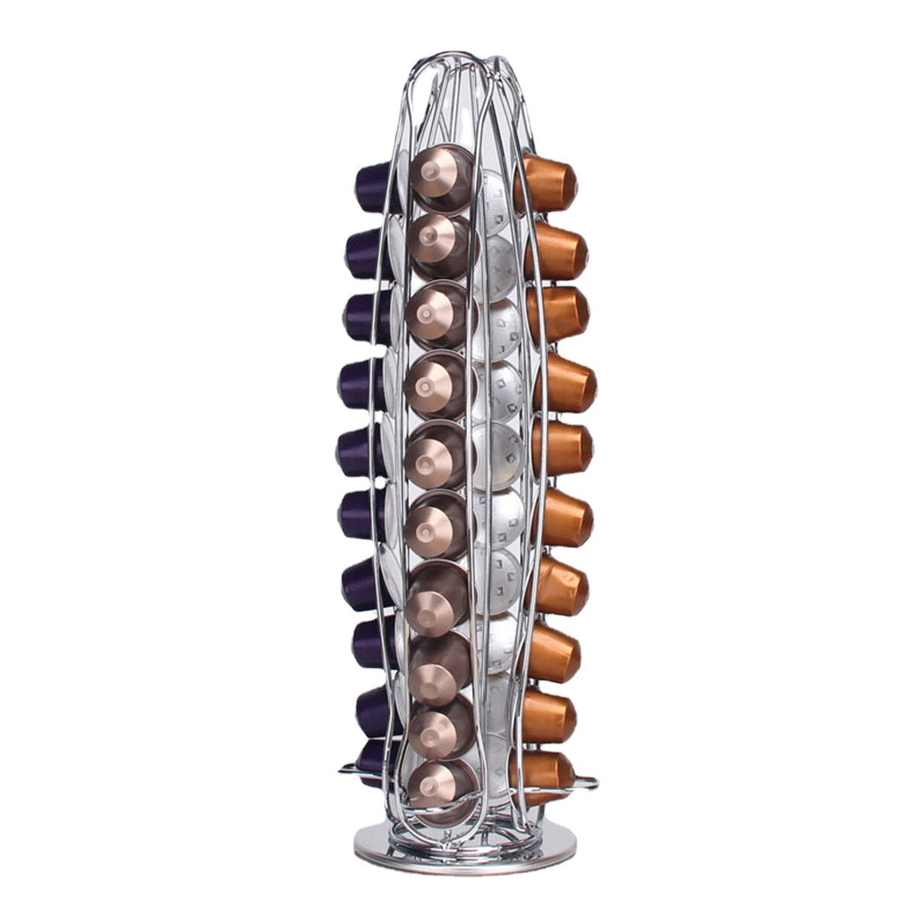 Electroplating 360 Roatation Bottom Coffee Capsules Stand Shelf Storage Rack for Nespresso