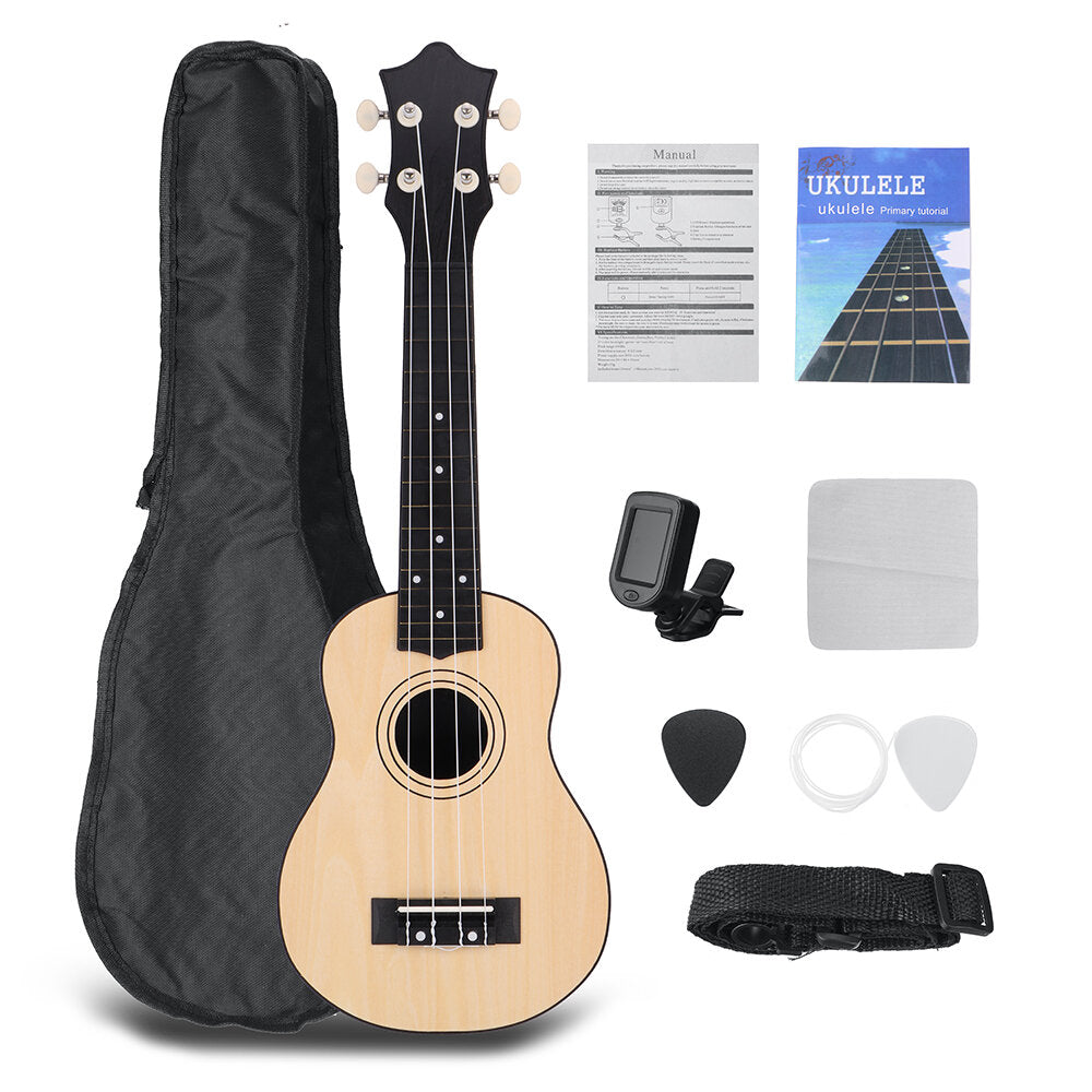 21 Inch Ukulele Kit Basswood Nylon 4 Strings Guitarra Acoustic Bass Guitar Musical Stringed Instrument for Beginners