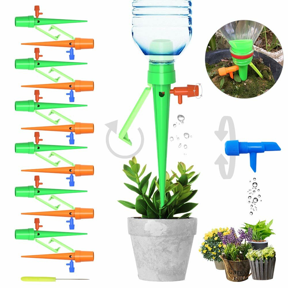 Automatic Watering Device Adjustable Water Flow Dripper With Switch Control Valve Bracket DIY Drip Irrigation for Plants Indoor Waterers Bottle