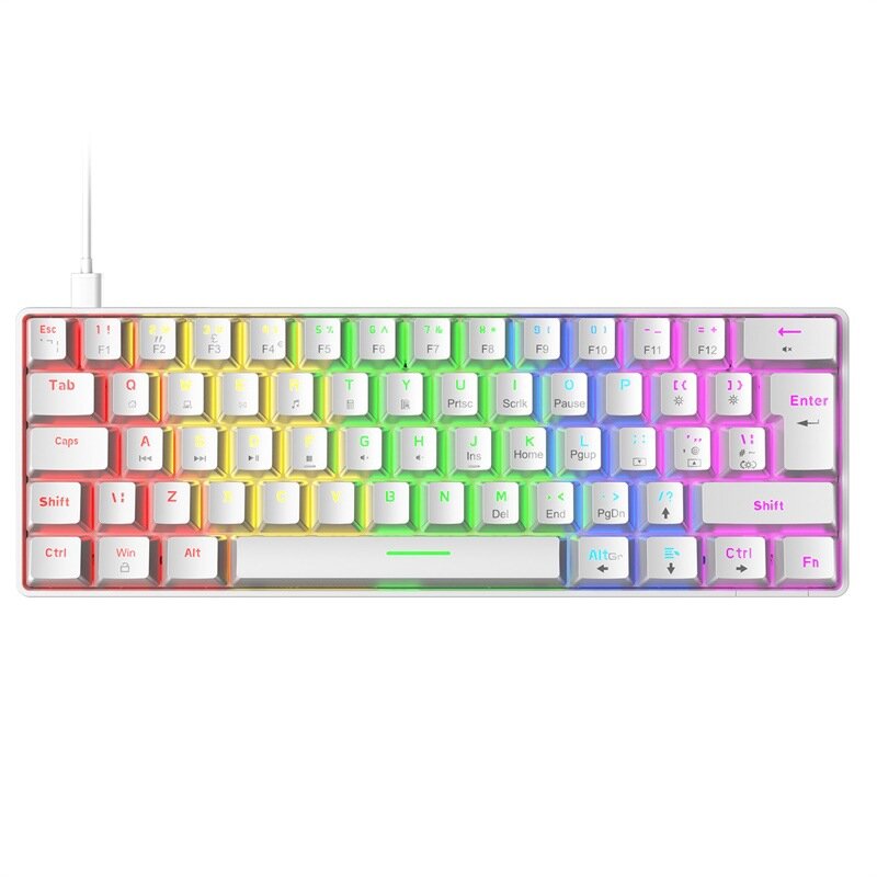 Mechanical Keyboard 62 Keys NKRO RGB Backlight Type-C USB Wired Waterproof ABS Keycap UK Layout PC Gaming Keyboard