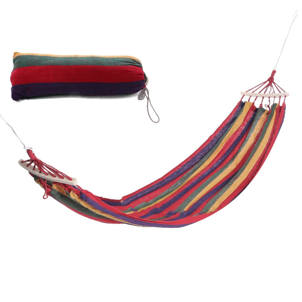 Ultralight Camping Hammock with Storage Bag Portable Rainbow Canvas Outdoor Activities Swing