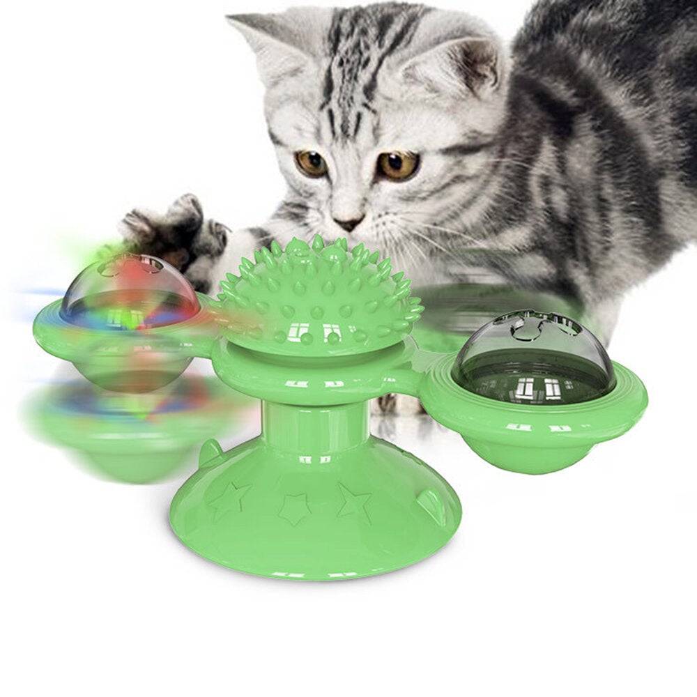 Dog Cat Food Ball Pet Toy Flip-Top Spinning Mill Scratch-Itch Toys Brush For Home Games