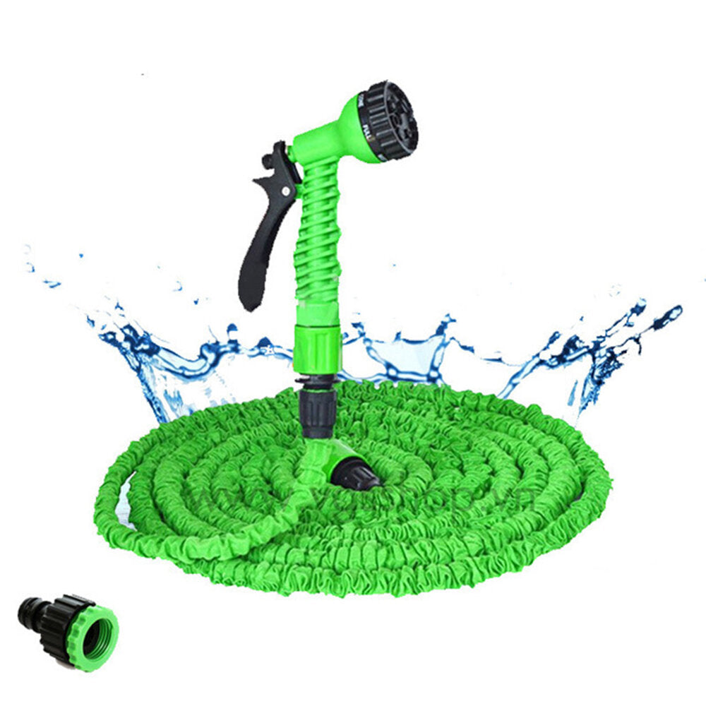 25-200FT US/EU Standard Expandable Magic Flexible Green Garden Water Hose Car Hose Pipe Connectors Plastic Hose Garden Watering Sets w/ Water Shower