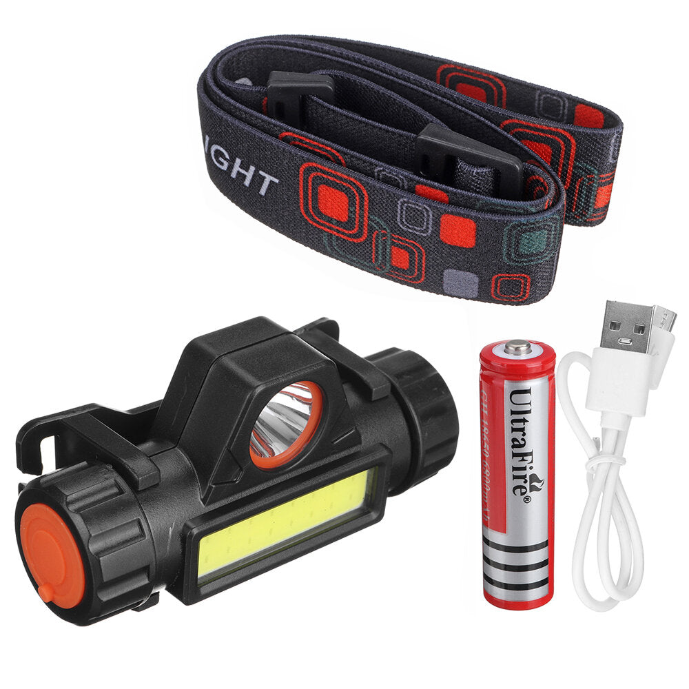 USB Rechargeable COB Headlamp Running Camping Fishing Cycling Flashlight Sensor Work Light