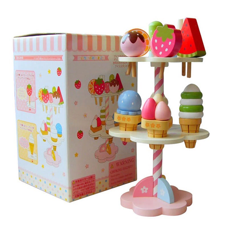 Wooden Kids Toy Play House Strawberry Ice Cream Stand Gifts 1 Set