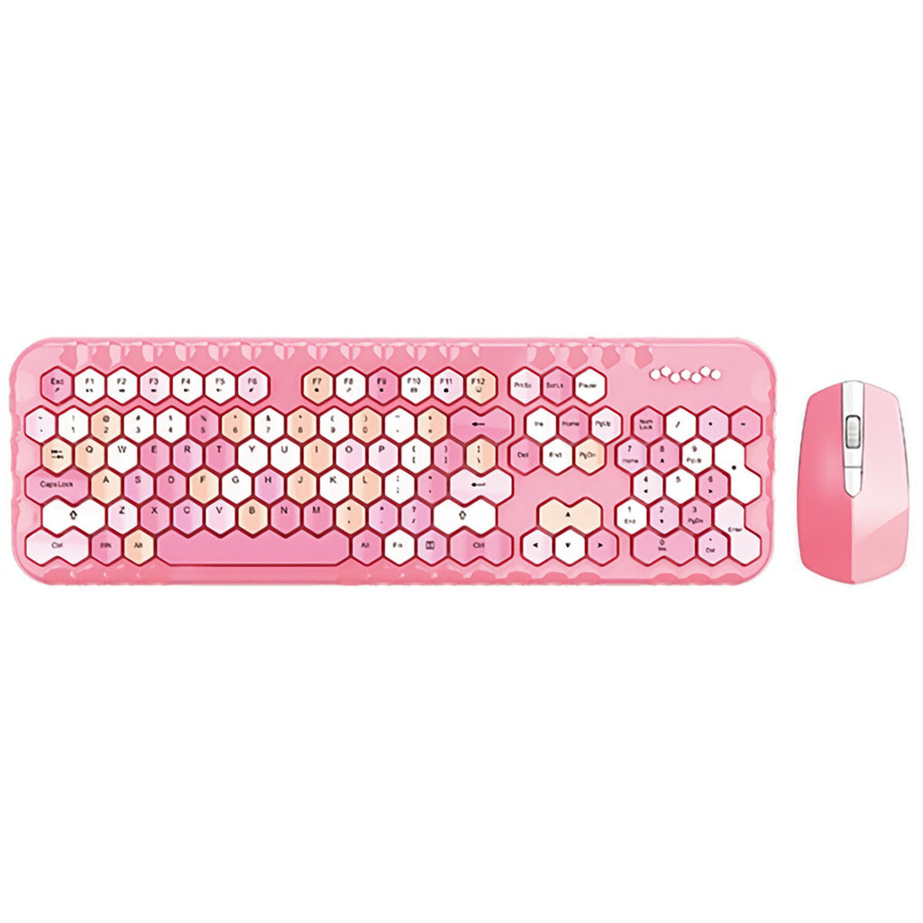 2.4G Wireless Keyboard & Mouse Set 104 Keys Honeycomb Keycaps Keyboard Office Mouse Combo for Laptop PC