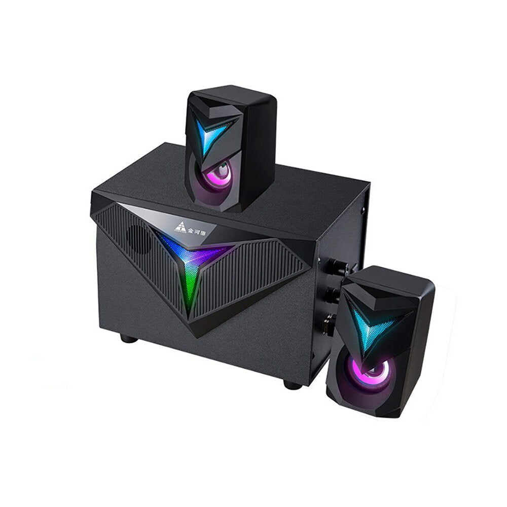 Computer Speaker Wired + Bluetooth Subwoofer BT5.0 4D Surround Sound Colorful Lights 4inch Woofer Unit for PC Laptop Phone