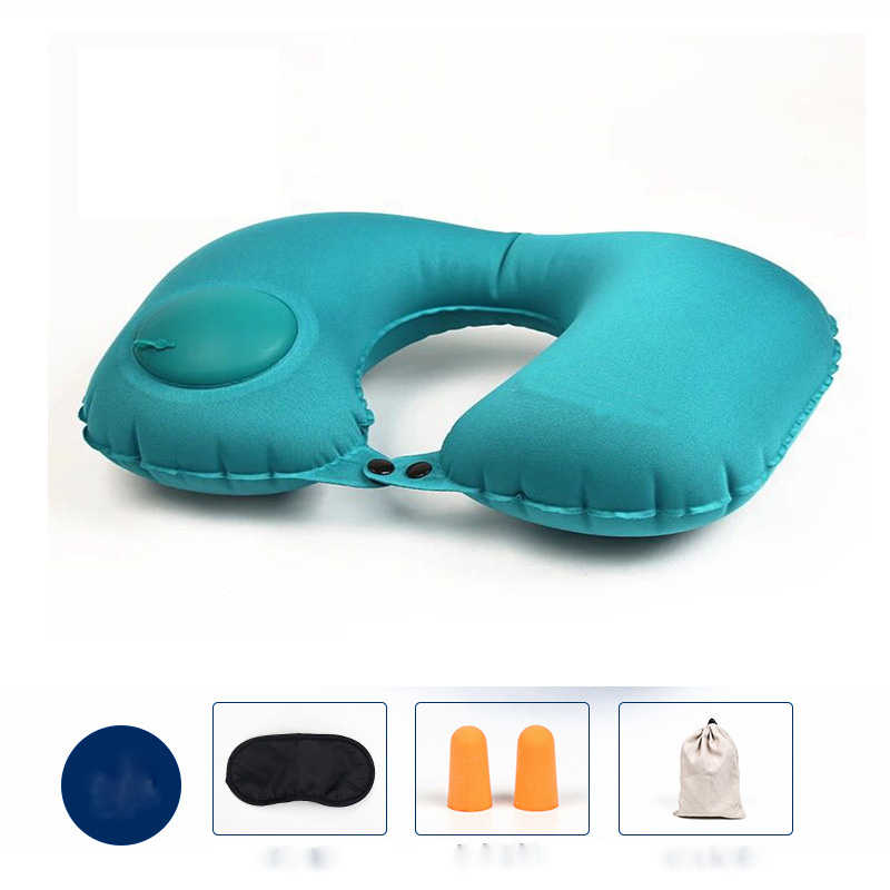 Press-inflatable U-shaped Pillow Functional Air Travel Cushion Office Travel Pillow Creative Portable Neck Pillow