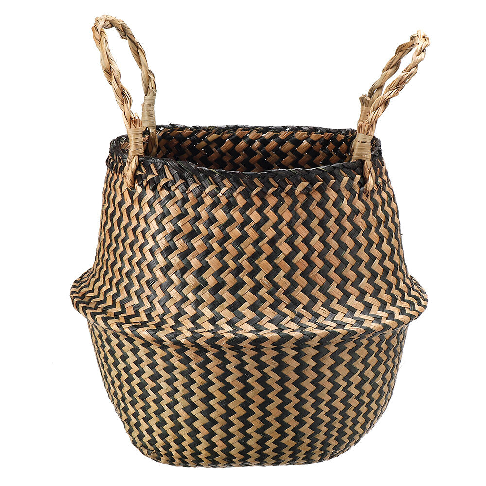 Seagrass Storage Basket Flower Pot Rattan Plant Toys Holder Container Decor