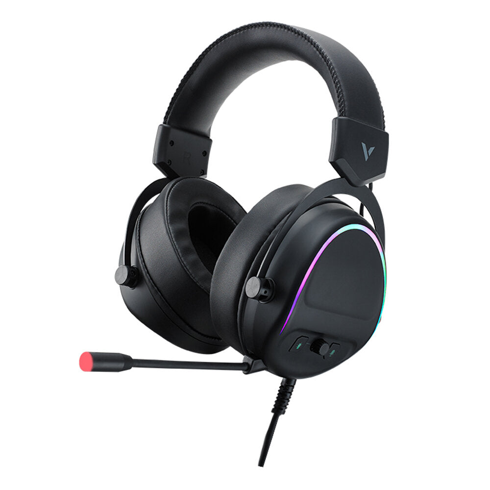 Wired Gaming Headset Virtual 7.1 Channel 50MM Sound Unit RGB Backlit Headphone with 360 Adjustable Noise-Canceling Microphone for Computer PC Gamer