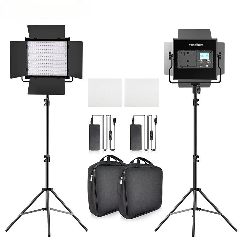 Bi-color 2 Set LED Video Light Kit Professional Camera Light Dimmable Fill Light Video with Tripod and Bag