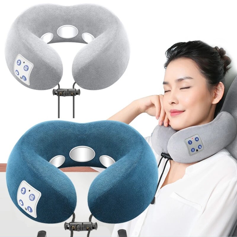 Electric Neck Massager U Shaped Pillow Pulse Heating Shoulder Cervical Massager Outdoor Home Travel Car Relaxing Massage