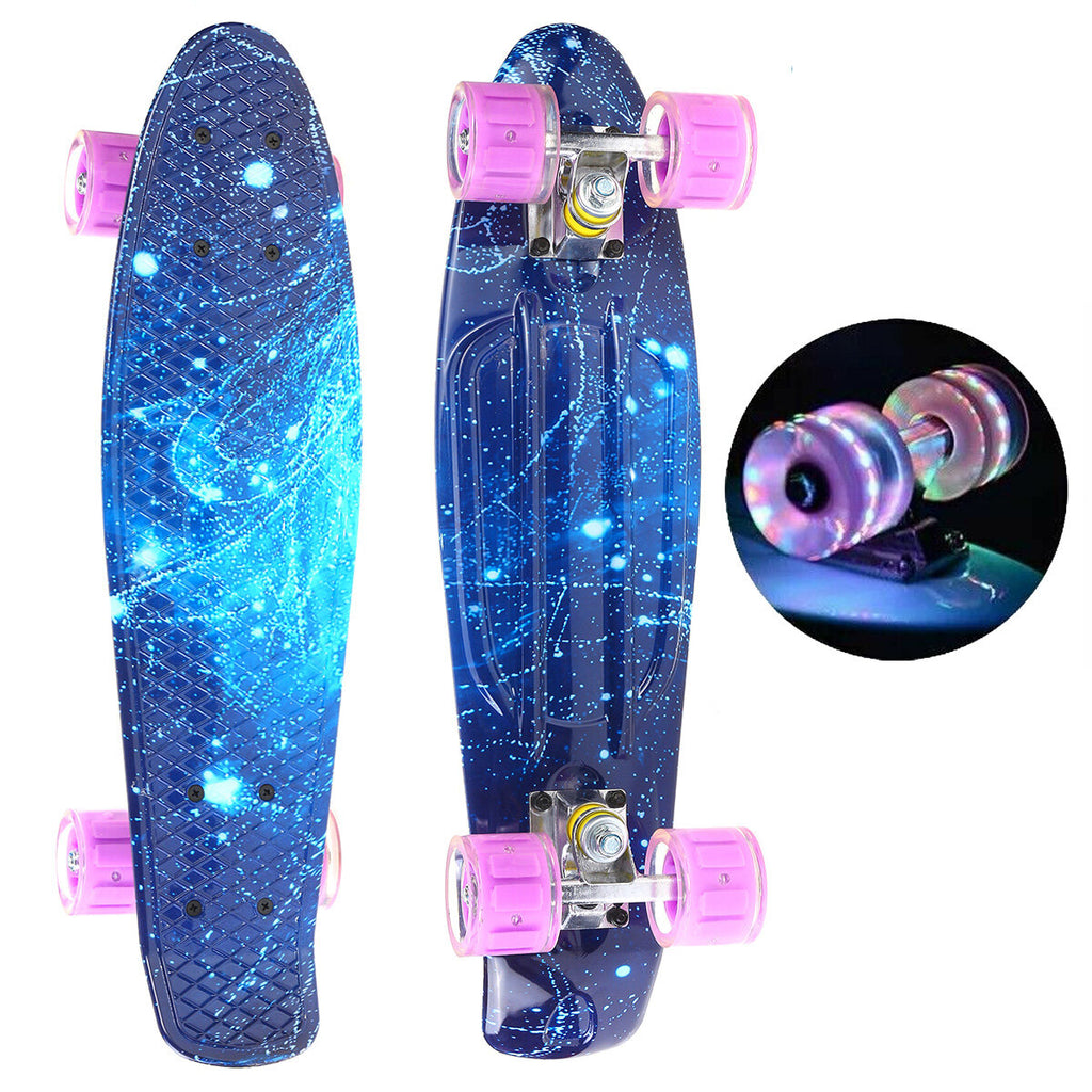 22inch Kids Skateboard Flashing Wheel Chrome Bearing Mini Cruiser Children Longboard Outdoor Sport