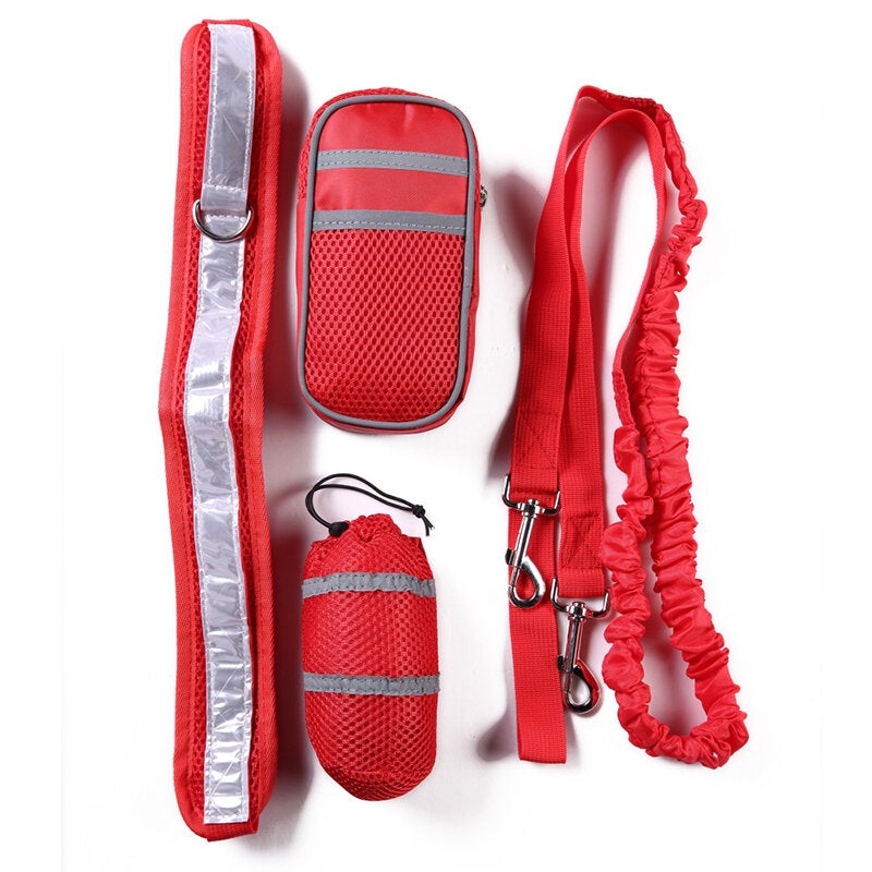 Dog Running Pet Sports Set Reflective Dog Traction Rope Set Running Traction Training Bag Outdoor Multi-function Hyena