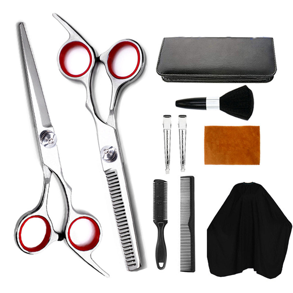 10PCS Barber Hair Cutting Thinning Scissors Shears Set Salon Hair Trimmer Pro Hairdressing Tool