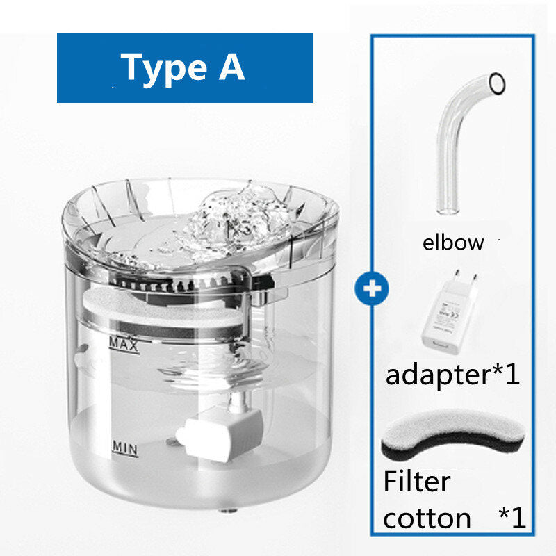 1.8L Pet Water Dispenser Filter Automatic Circulation Water Pet Fountain 2 Water Flow Modes 6 Slope Design Ultra Silent Pump