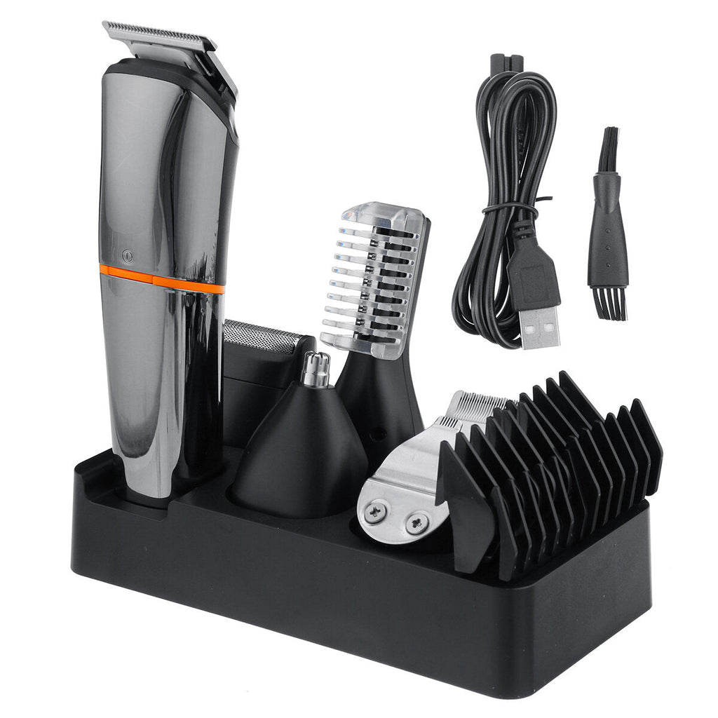 6 in 1 Cordless Display Electric Hair Clipper Beard Grooming Kit Waterproof USB Rechargeable Hair Razor