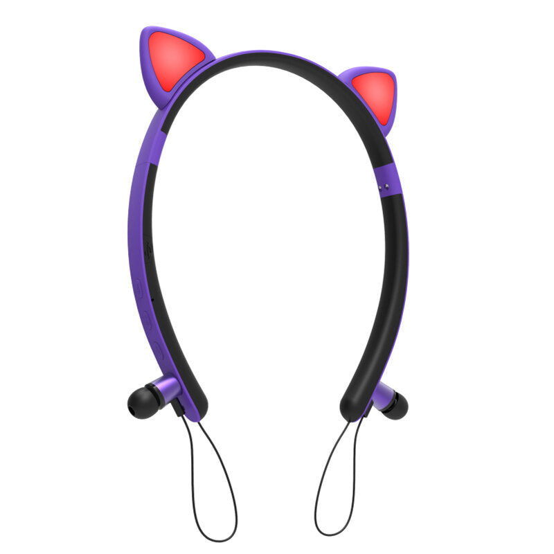 Magnetic Cute Cat Ear Headphones Wireless Bluetooth 5.0 Earbubs Luminous Headset Hi-Fi Bass Stereo Earphones With Mic