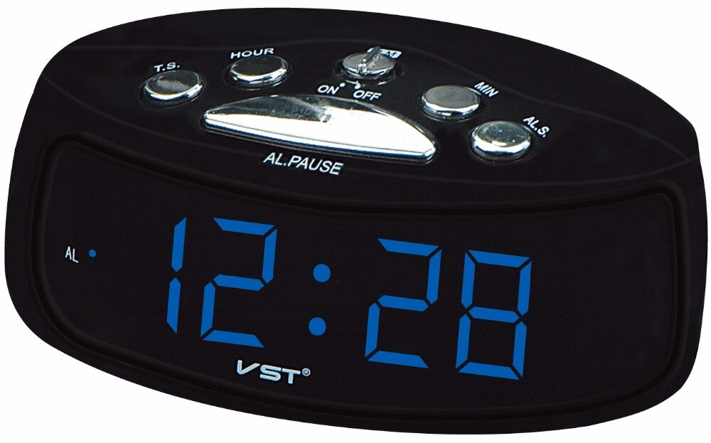 EU Plug AC Power Desktop Led Digital Alarm Clock With Blue Red Green Backlight