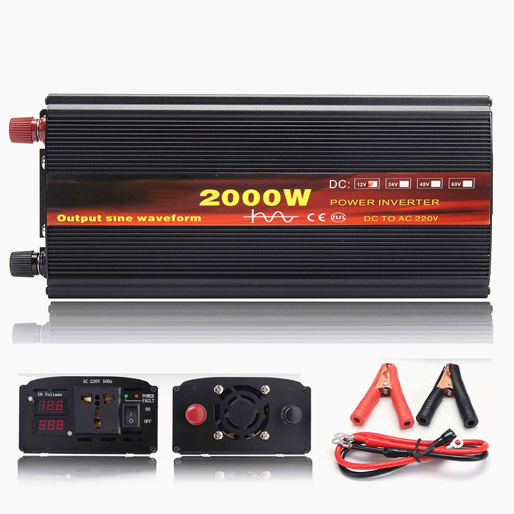 2000W/3000W/4000W Power Inverter Pure Sine Wave Transformer 12V/24V to 220V Auto