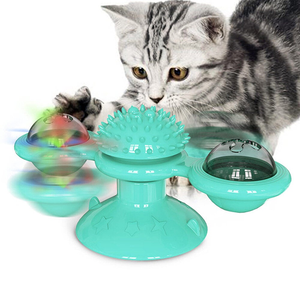 Dog Cat Food Ball Pet Toy Flip-Top Spinning Mill Scratch-Itch Toys Brush For Home Games