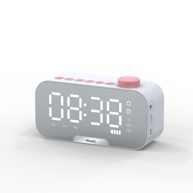 Alarm Clock Wireless Bluetooth Speaker Portable Mini Mirror Alarm Clock Hi-Fi Support TF Card